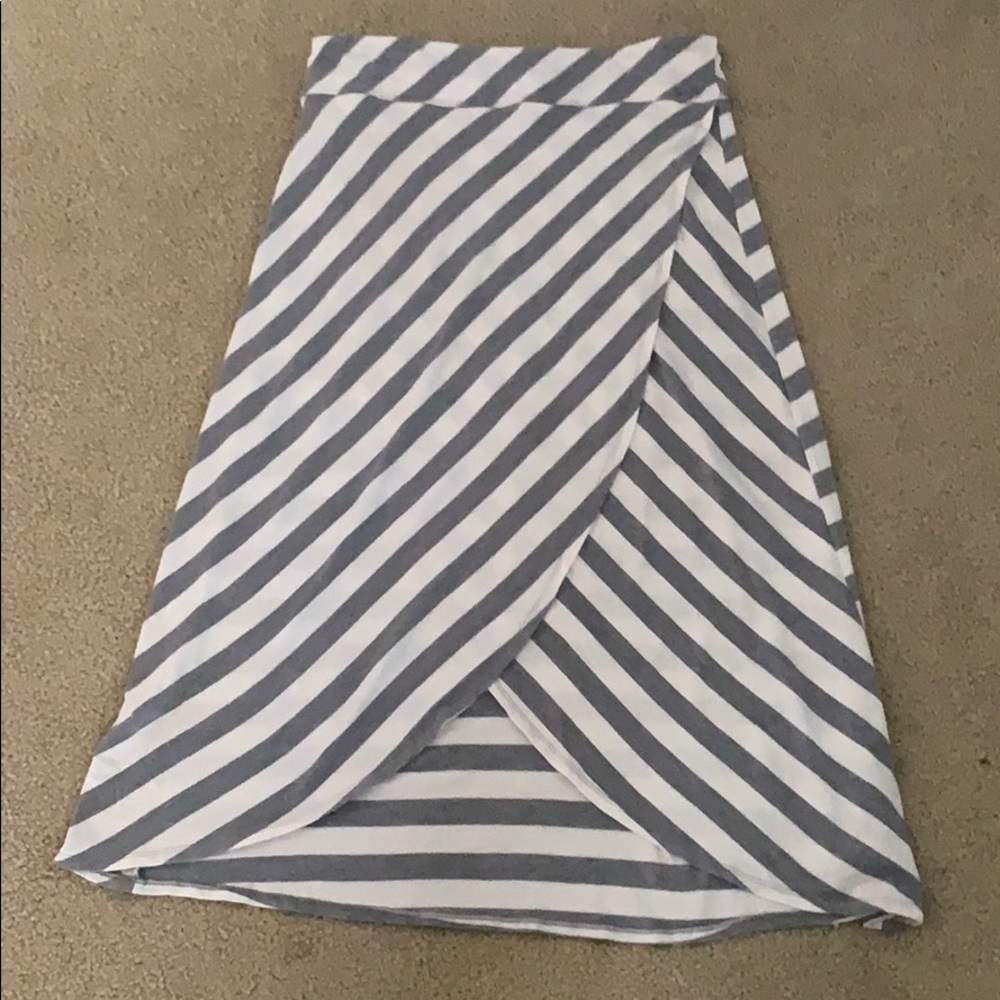 Athleta Faux Wrap Midi Skirt Striped
